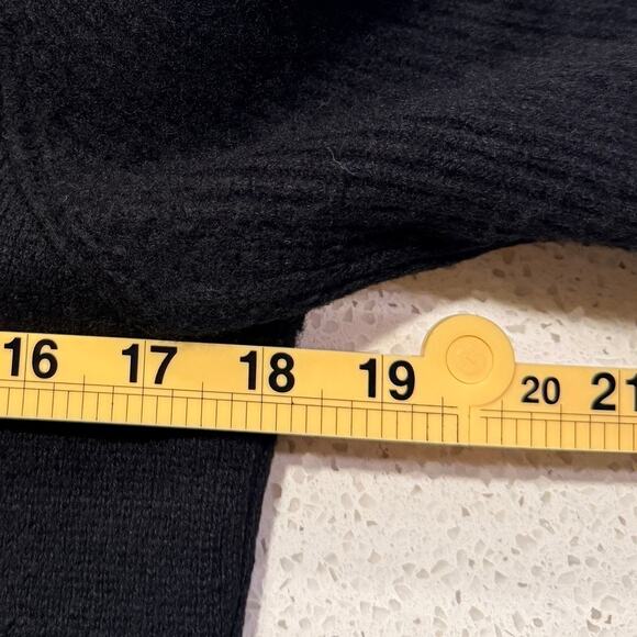 Charter Club Luxury Cashmere Leather Trim Zip Cardigan Sweater Black Women M - Picture 5 of 7